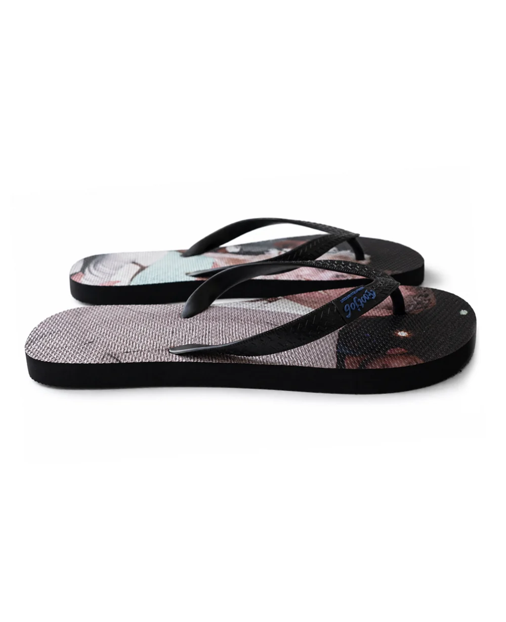 Вьетнамки footjob CICCIOLINA SEXY SANDALS — шлёпанцы с принтом на подошве (Жириновский + Чиччолина), ракурс 3
