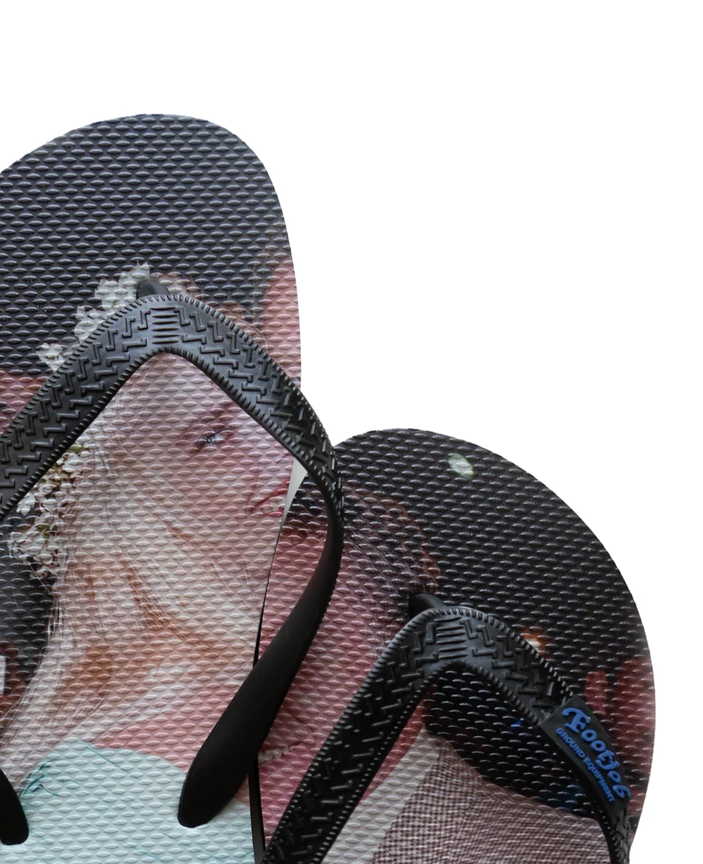 Вьетнамки footjob CICCIOLINA SEXY SANDALS — шлёпанцы с принтом на подошве (Жириновский + Чиччолина), ракурс 5